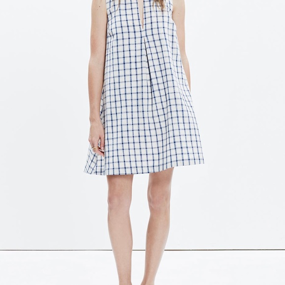 Madewell shift dress size small sleeveless grid print lined with pockets - Picture 2 of 11